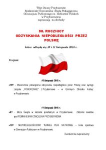 98 ROCZNICA ODZYSKANIA NIEPODLEGŁOŚCI PRZEZ POLSKĘ